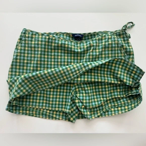 Abercrombie Kids Girls Plaid Skort Size 16 Y2K Preppy Gingham Green Yellow - Picture 3 of 7
